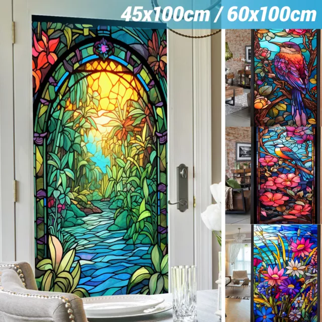 Frosted Window Film Privacy Static Cling Stained Glass Film Decor Window Sticker