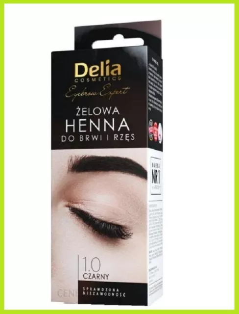 DELIA PRO COLOR 1.0 BLACK GEL HENNA FOR EYEBROWS AND EYELASHES 15ml