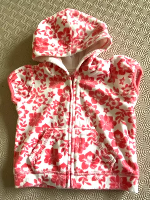 Baby Girls Lovely Floral Short Sleeved Jacket With Hood Age 6-9 Months Ex Cond