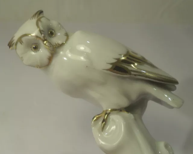 alte METZLER & ORTLOFF EULE auf Sockel Porzellan Figur Vogel Uhu Skulptur 3805/3 2