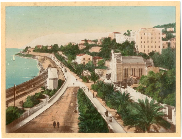 Tirage Photo Albuminé Vintage (circa 1885) - Scène De Rue, Italie, Sanremo, Via Capitolo - Format 21x27 Cm