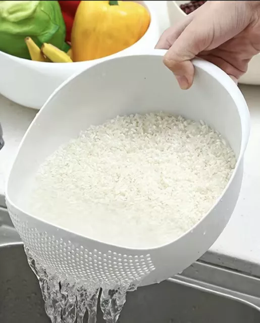 Rice Washing Filter Strainer Basket Sieve Colander Fruit Vegetable Bowl Drainer