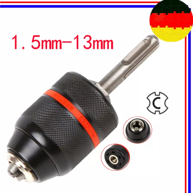 Metal Schnellspann Bohrfutter Profi SDS Plus Adapter für Bohrmaschine Ø1.5-13mm