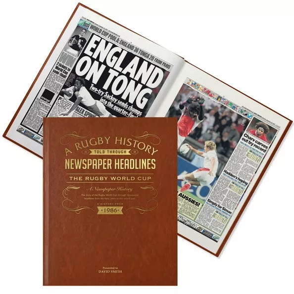 WORLD CUP Rugby Union Book - Personalised Newspaper History - Birthday Fan Gift