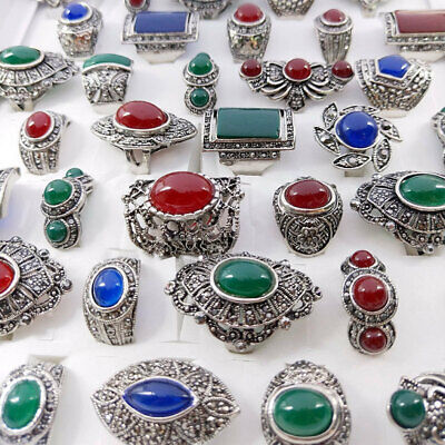 Wholesale Lot 50pcs Mixed Stone Ring Fashion Jewelry Rings for Women Gifts Party