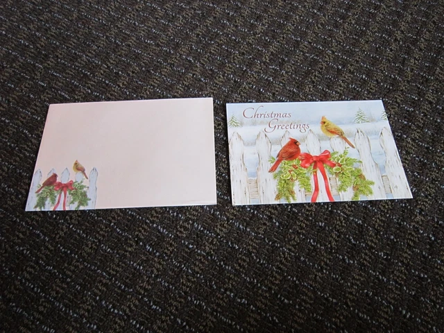 Cardinal Couple Christmas Card Lovely Winter Art Jane Shasky Pretty FREE SHIP
