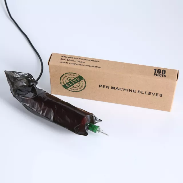 Elite Noir Écologique Tatouage Stylo Machine Manches 45mm x 160mm (100pcs/Boîte)