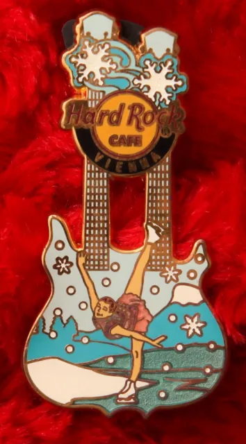 Hard Rock Cafe Pin INNSBRUCK Figure Skater Winter in ice double guitar hat lapel