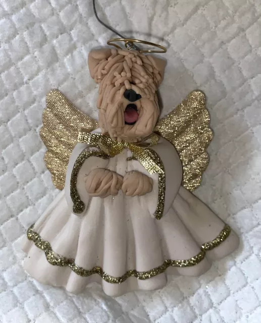 Cecile Baird Angel dog Christmas ornament