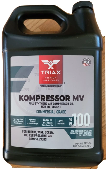 TRIAX Kompressor MV ISO 100 Full Synthetic Air Compressor Oil (1 Gallon)