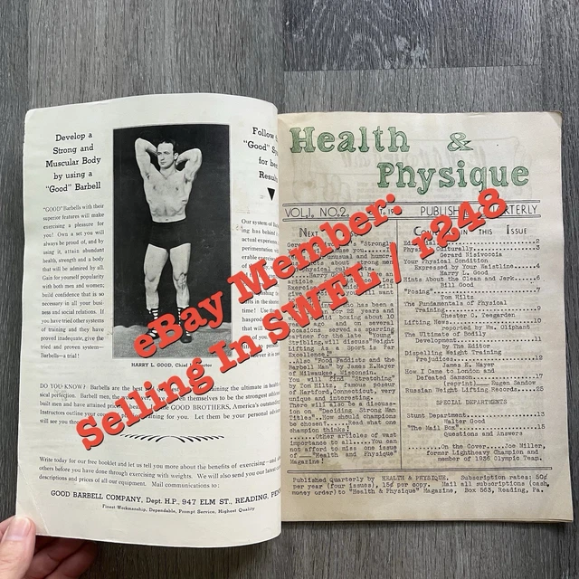 HARRY GOOD HEALTH & PHYSIQUE Bodybuilding Magazine JOE MILLER OCT 1938 ...