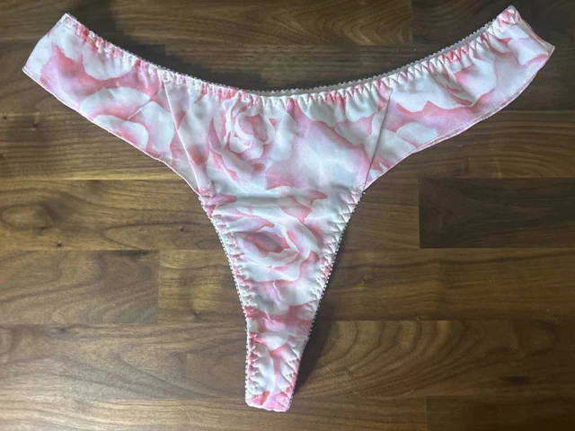 Handmade Red Satin Flutter Thong Panties – Vintage Style, USA Made, No Tags
