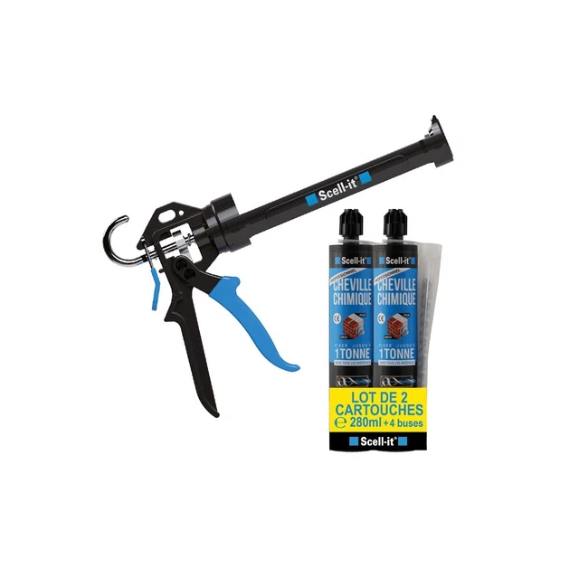 Pack Pistolet professionnel Scell it + 2 cartouches Scellement chimique polyeste