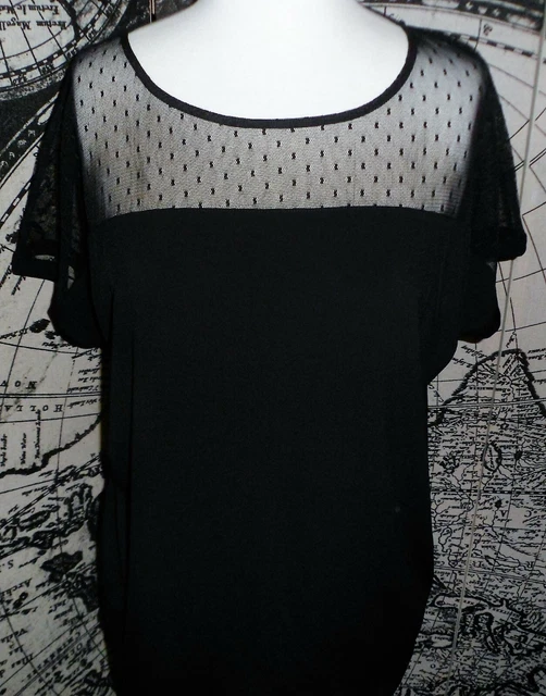 Top Noir Plumetis Anne Weyburn Taille 42/44 - Occasion Très Bon État, Style Chemisier