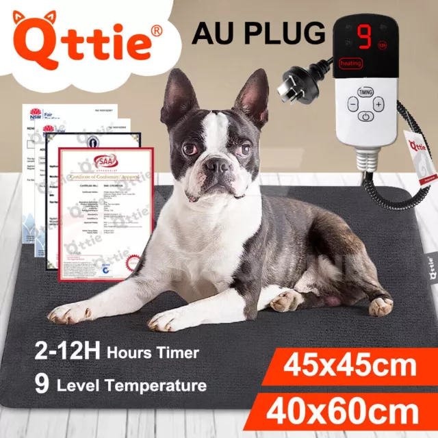 Qttie Pet Heating Pad With Timer Dog Cat Extra Large Heated Electric Pet Bed Mat