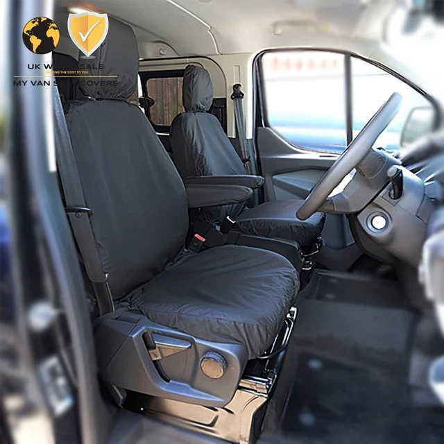 Housses De Sièges Avant Universelles Pour Ford Transit Custom (2014-...) - Simili Cuir Bleu - Neuf Mossa