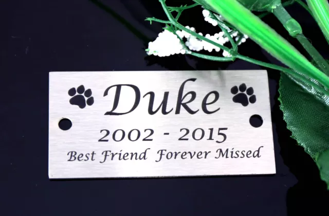 Stainless Steel Pet Memorial Funeral Plaque Urn Grave Marker Laser Engraved