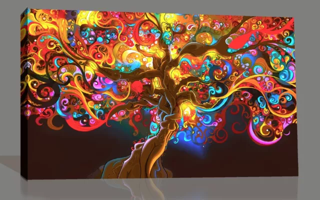 Psychedelic Trippy Art Women in Tree Canvas Wall Art Picture Print