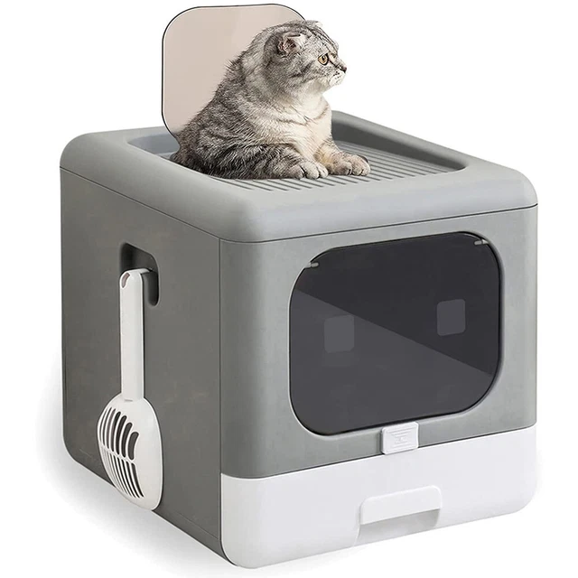 EXTRA LARGE SIFTING Enclosed Cat Litter Box with Lid Top Entry Kitten