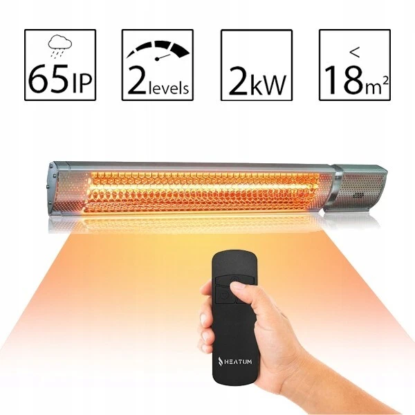 Infrarot-Heizung Heatum H2000R URBAN Silber neues Modell 2000W IP65