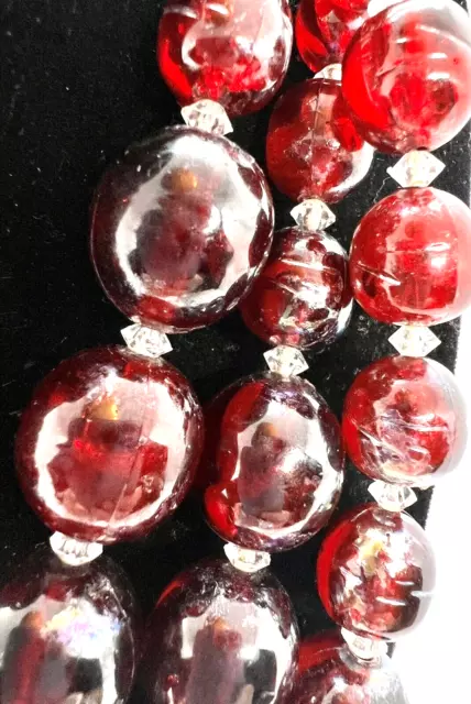 SHOWY VINTAGE VENDOME Necklace Ruby Red Crystals, Crystal Spacers ...