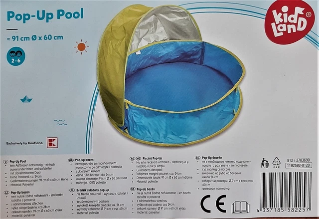 Pop-Up Pool Planschbecken Kinderpool mit Dach Kinder Babypool Baby 91 x 60 cm