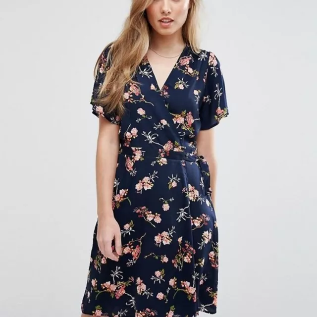 Asos Vero Moda Dress Floral Wrap Midi 90S Style Sz Small Cottage Core