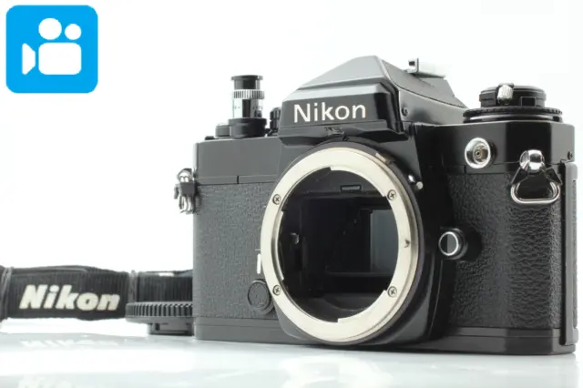 🎦VIDEO👀[Near MINT w/ AR-1] Nikon FE Black 35mm SLR Film Camera Body From JAPAN