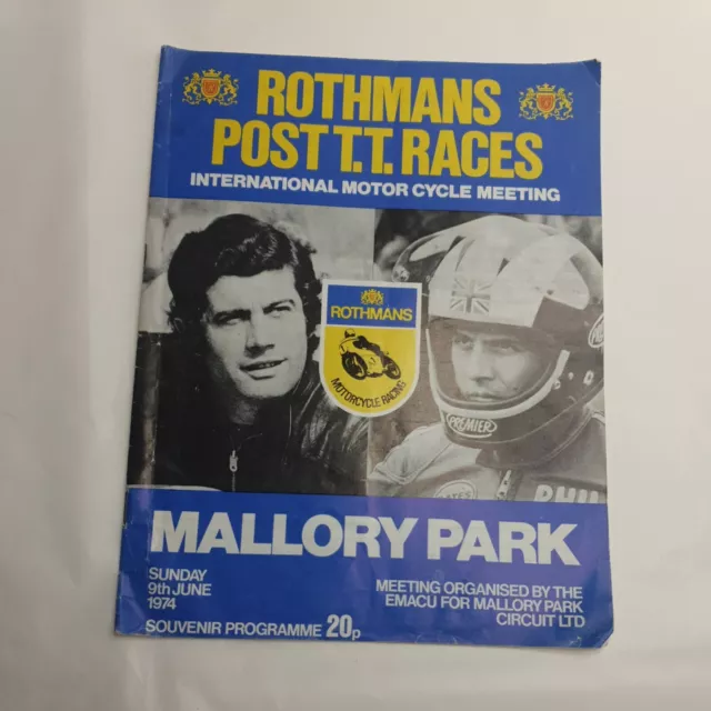 Vintage 1974 MALLORY PARK PROGRAMME ROTHMANS POST TT MOTOR CYCLE RACES , 70s