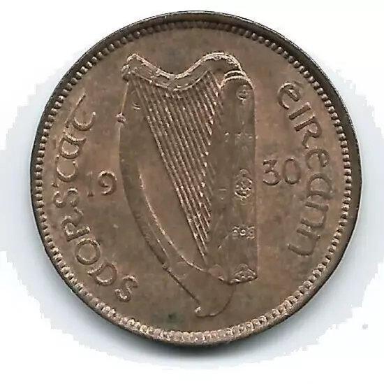 IRELAND (Irish Free State) FARTHING 1930. Superb grade.