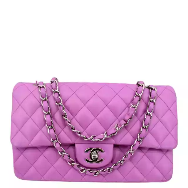 CHANEL CLASSIC MEDIUM Double Flap Quilted Leather Shoulder Bag Neon Pink  $5,979.60 - PicClick