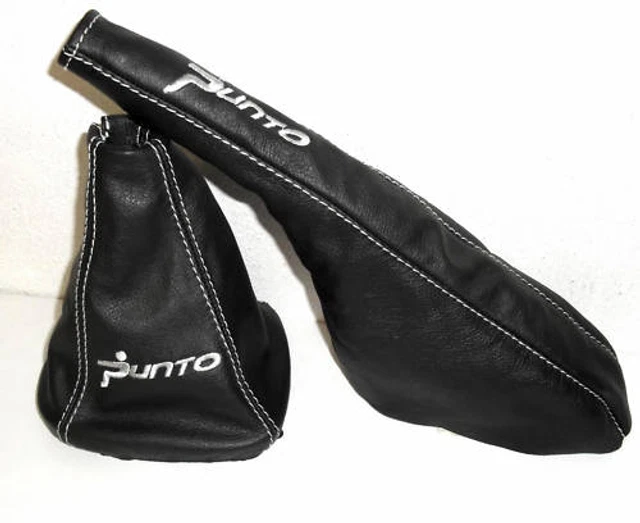 Fiat Punto GT Cuffia Cambio E Freno Vera Pelle Nera Ricami Rossi Made