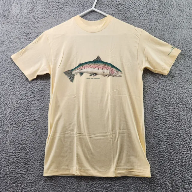 Vintage L.L.Bean Hanes Beefy Shirt Adult Large Yellow Rainbow Trout Rare 80s 90s