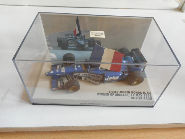 1:43 Minichamps LIGIER MUGEN JS43 OLIVIER PANIS WINNER MONACO GP 1996