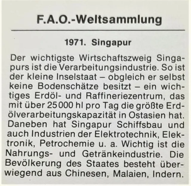 Singapur 5 Cents 1971 F.A.O.= WELT-ERNÄHRUNGSTAG  Stgl / unc  + Zertifikat 3