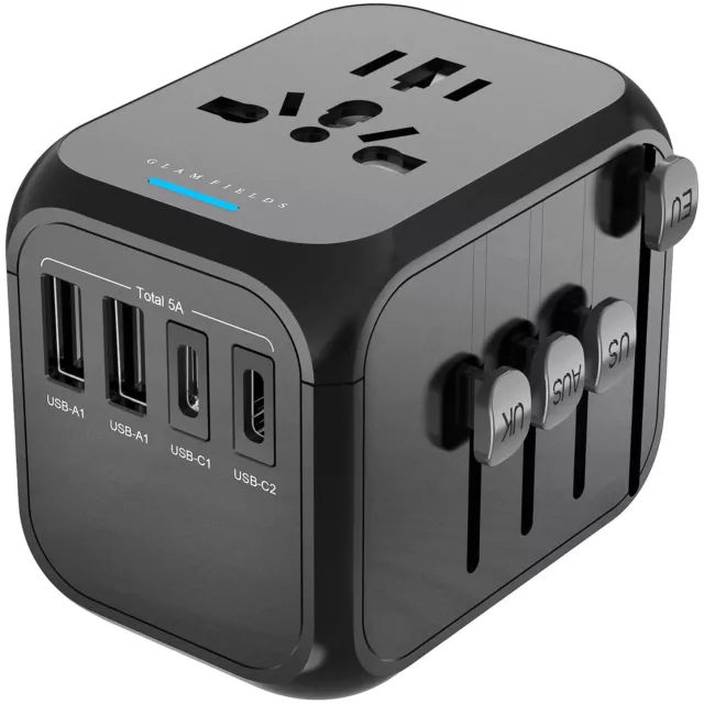 Universal Travel Adapter Worldwide All in One International Wall Charger AC P...