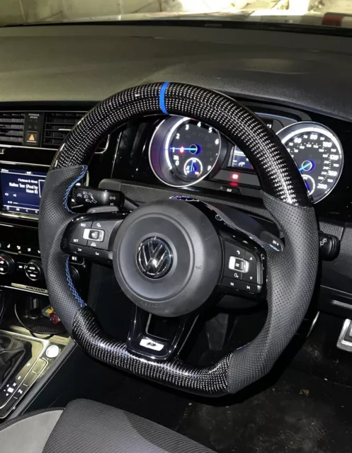 VW Golf R Flat bottom Carbon Fiber Steering Wheel Automatic 2013-2020