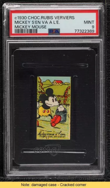 1930 Chocolaterie Rubis Verviers Mickey Mouse S'en va a L'Eau PSA 9 READ