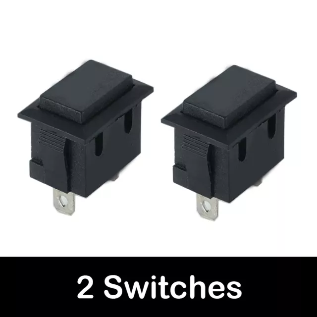 2Pcs KCD1 6A 2 Pins Black Body Without Light Automatic Reset Rocker Switches