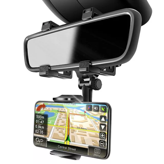 Universal 360 Rotation Car Rear View Mirror Mount Stand GPS Cell Phone Holder US