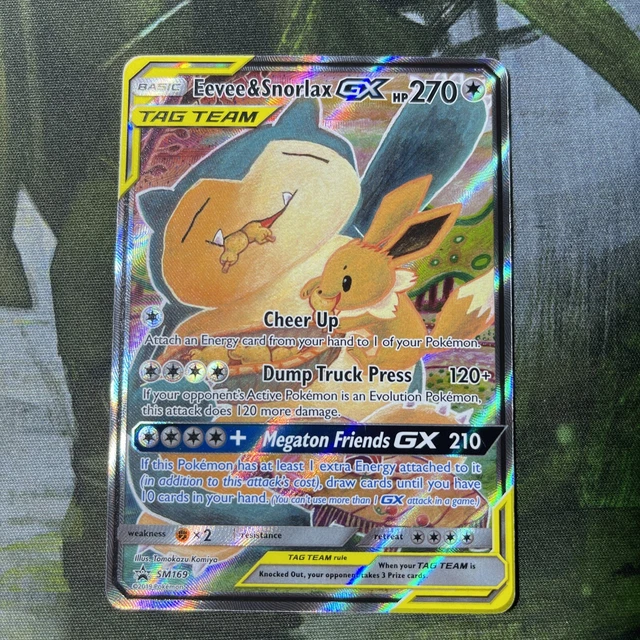 FULL ART EEVEE & Snorlax GX ULTRA RARE SM Tag Team Up SM169 Pokemon TCG