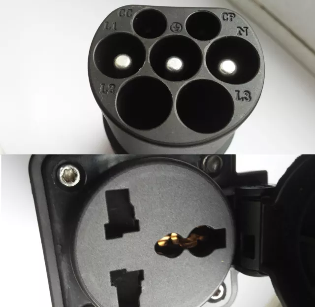 Typ 2 auf UK 3poliger Stecker Adapter S4L einphasiges EV Kabel AC Ladegerät eBike Roller