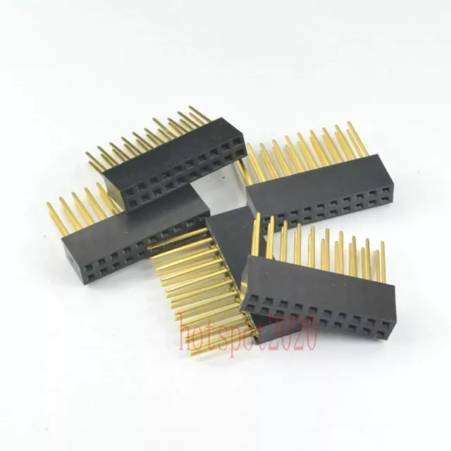 10pcs 2.54mm 2x10 20pin Double Row Female stackable Straight Header socket Strip