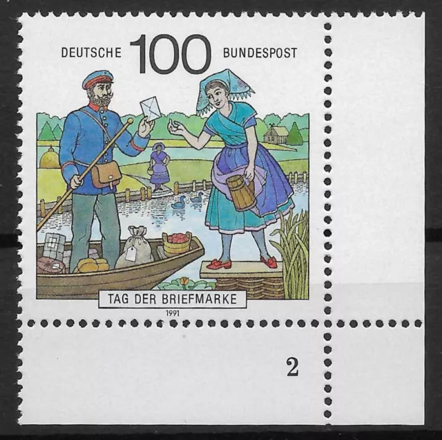 Bund 1991 ** Mi 1570 Tag der Briefmarke vom Eckrand Ecke Formnummer 2 Fn2 02860E