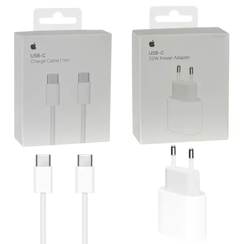 Original Apple 20W Power Adapter iPhone 15 USB-C auf USB-C Ladekabel Ladegerät