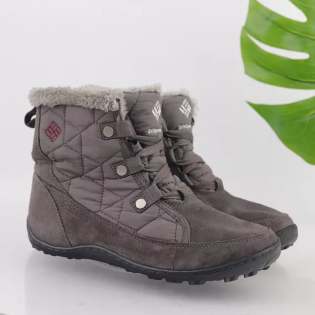 Columbia Women's Minx Shorty Boot Size 7 Waterproof Omni Heat Gray Suede Quilted