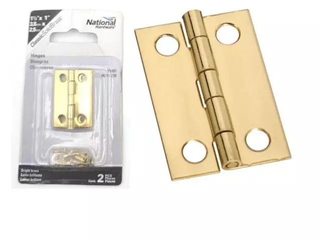 National Hardware N211-292 Decorative Narrow Hinge, 1-1/2" x 1", Solid Brass