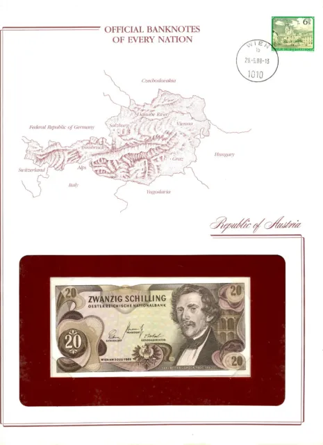 Banknotes of Every Nation Austria 20 Shilling 1967 UNC P-142 Prefix R