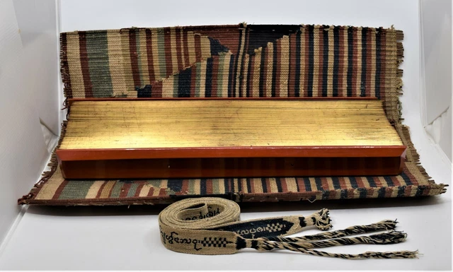 Antique Buddhist Burmese Sutra Sarseyko Palm Leaf Paper Manuscript Kammavaca