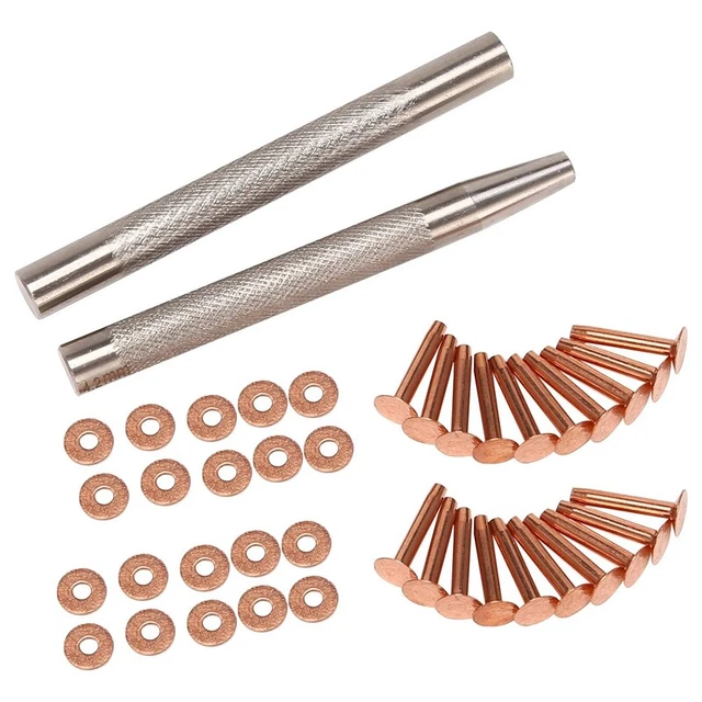 Paquet de 20 Rivets et Bavures en Cuivre (14 Mm et 19 Mm) avec 2 Outils de RivJ3